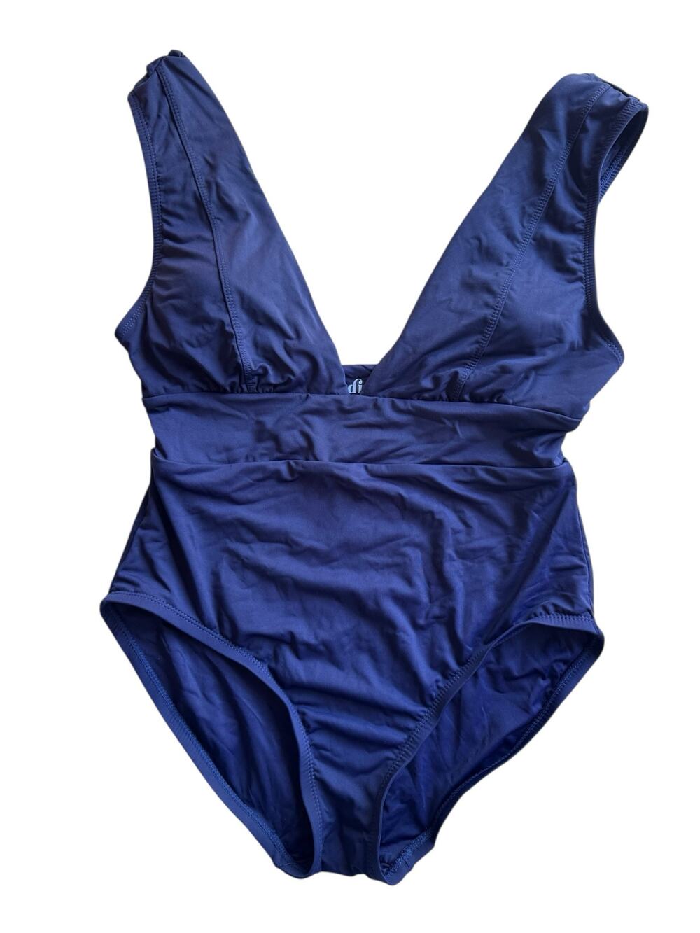 ANDIE Mykonos One Piece Swim Suit in Blue Sz Medium Plunge V-Neck Full Coverage